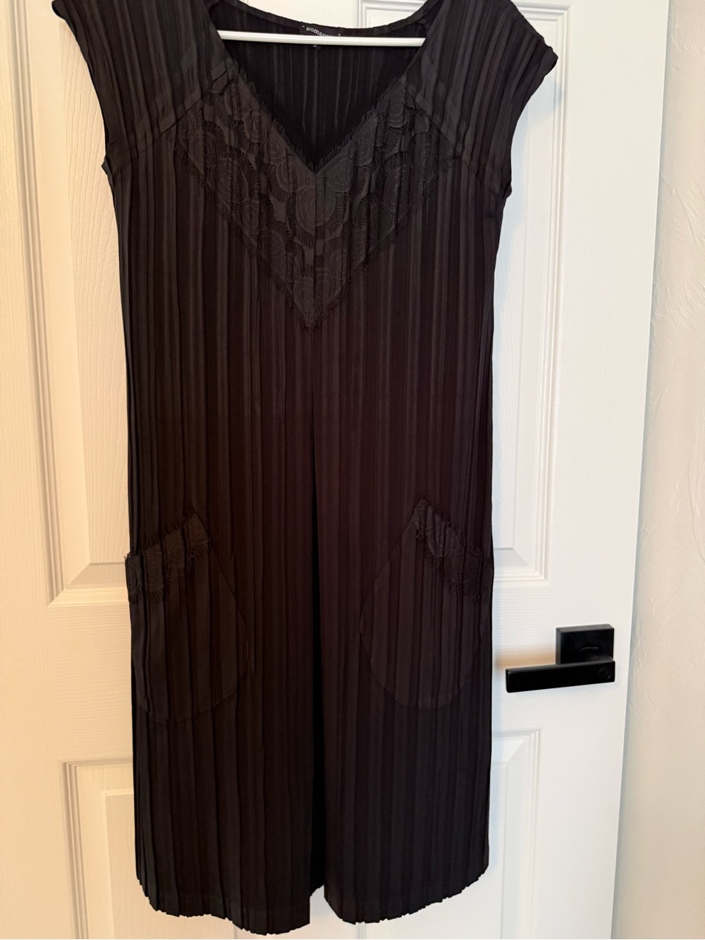 Komarov Black Cocktail Dress with Lace Details - S